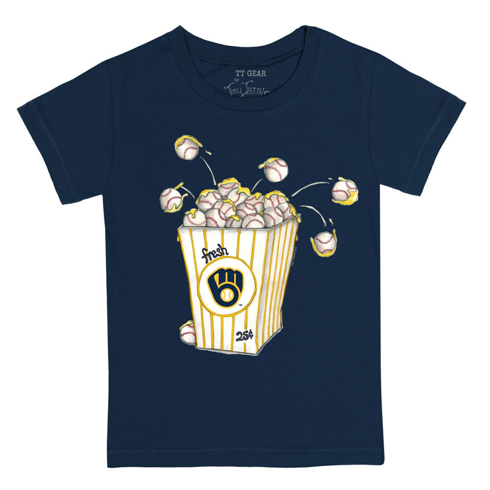 Milwaukee Brewers Tiny Turnip Youth Popcorn T-Shirt - Navy T-shirts