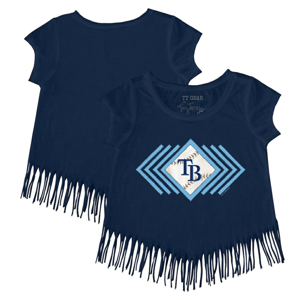 Tampa Bay Rays Tiny Turnip Girls Youth Prism Arrows Fringe T-Shirt - Navy T-shirts