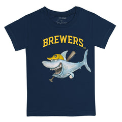 Milwaukee Brewers Tiny Turnip Youth Shark T-Shirt - Navy T-shirts