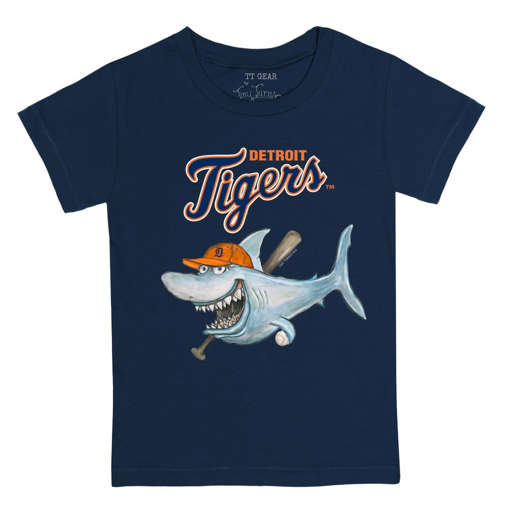 Detroit Tigers Tiny Turnip Youth Shark T-Shirt - Navy T-shirts