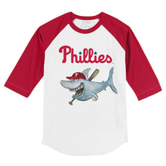 Philadelphia Phillies Tiny Turnip Youth Shark 3/4-Sleeve Raglan T-Shirt - White/Red T-shirts