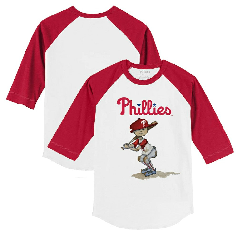 Philadelphia Phillies Tiny Turnip Youth Slugger 3/4-Sleeve Raglan T-Shirt - White/Red T-shirts