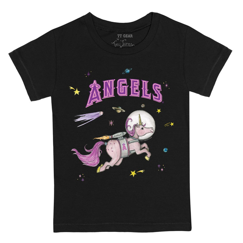 Los Angeles Angels Tiny Turnip Youth Space Unicorn T-Shirt - Black T-shirts