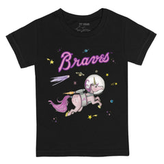 Atlanta Braves Tiny Turnip Youth Space Unicorn T-Shirt - Black T-shirts