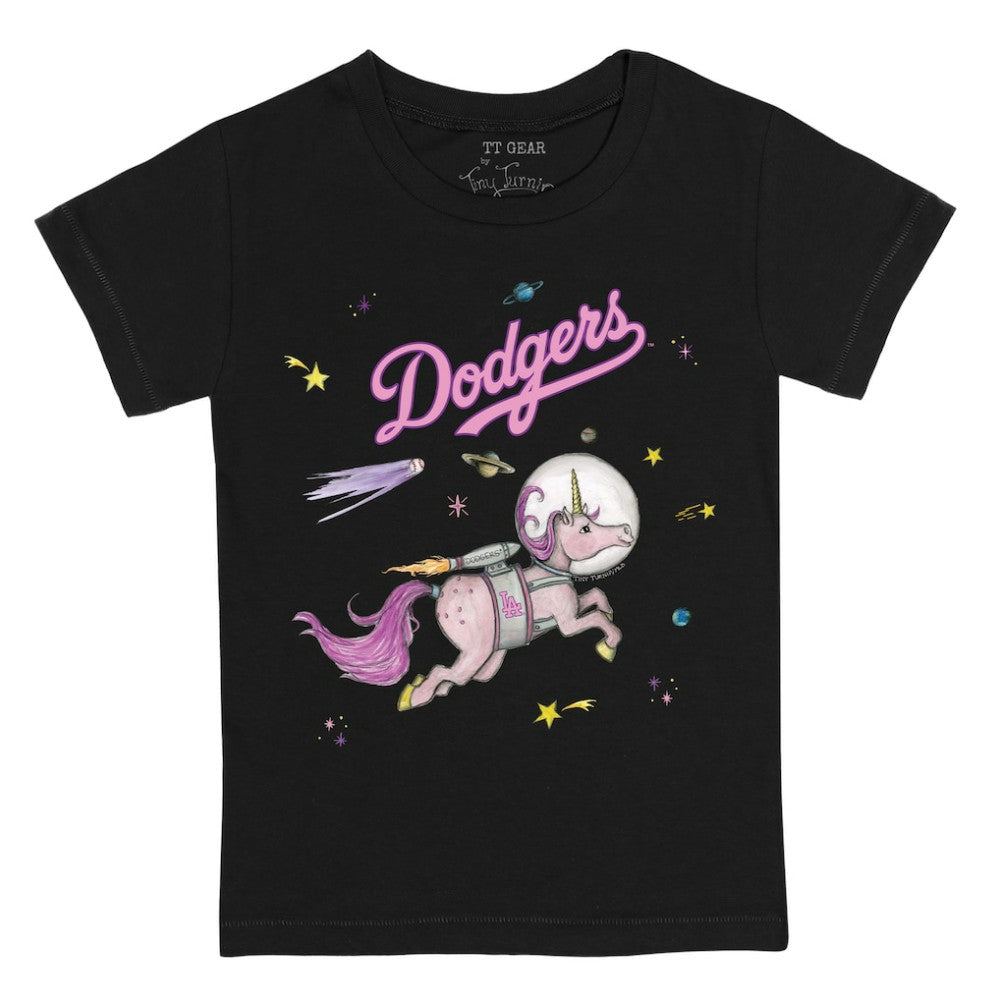 Los Angeles Dodgers Tiny Turnip Youth Space Unicorn T-Shirt - Black T-shirts