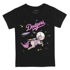 Los Angeles Dodgers Tiny Turnip Youth Space Unicorn T-Shirt - Black T-shirts