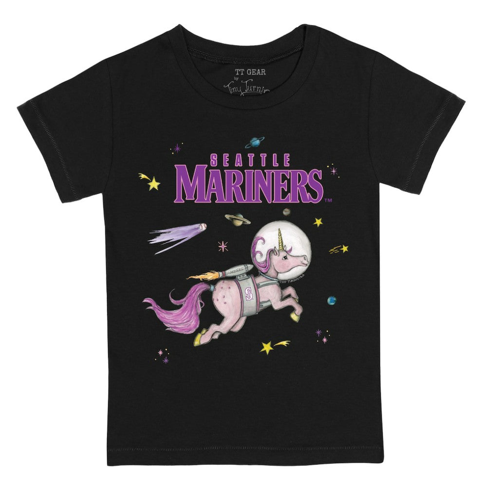 Seattle Mariners Tiny Turnip Youth Space Unicorn T-Shirt - Black T-shirts