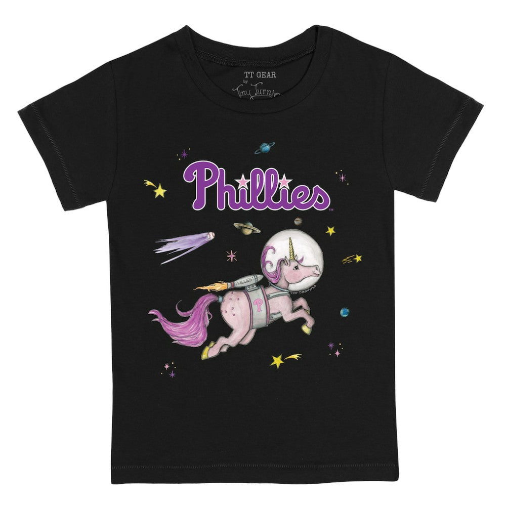 Philadelphia Phillies Tiny Turnip Youth Space Unicorn T-Shirt - Black T-shirts