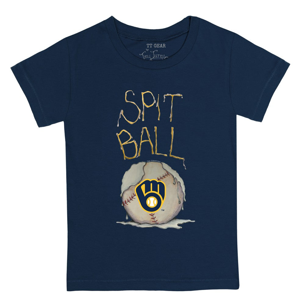 Milwaukee Brewers Tiny Turnip Youth Spit Ball T-Shirt - Navy T-shirts