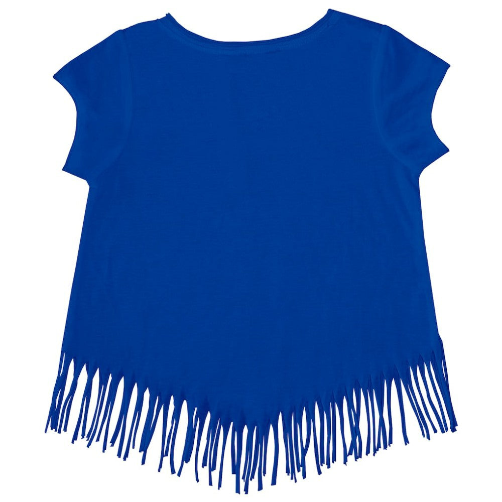 Los Angeles Dodgers Tiny Turnip Girls Youth Stacked Fringe T-Shirt - Royal T-shirts