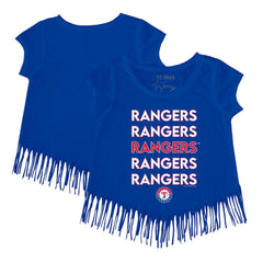 Texas Rangers Tiny Turnip Girls Youth Stacked Fringe T-Shirt - Royal T-shirts