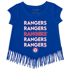 Texas Rangers Tiny Turnip Girls Youth Stacked Fringe T-Shirt - Royal T-shirts