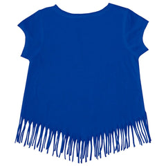 Texas Rangers Tiny Turnip Girls Youth Stacked Fringe T-Shirt - Royal T-shirts