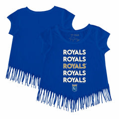 Kansas City Royals Tiny Turnip Girls Youth Stacked Fringe T-Shirt - Royal T-shirts