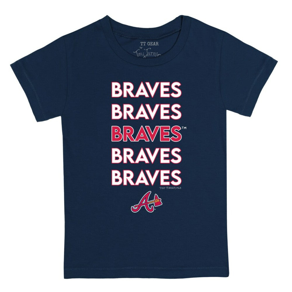 Atlanta Braves Tiny Turnip Youth Stacked T-Shirt - Navy T-shirts