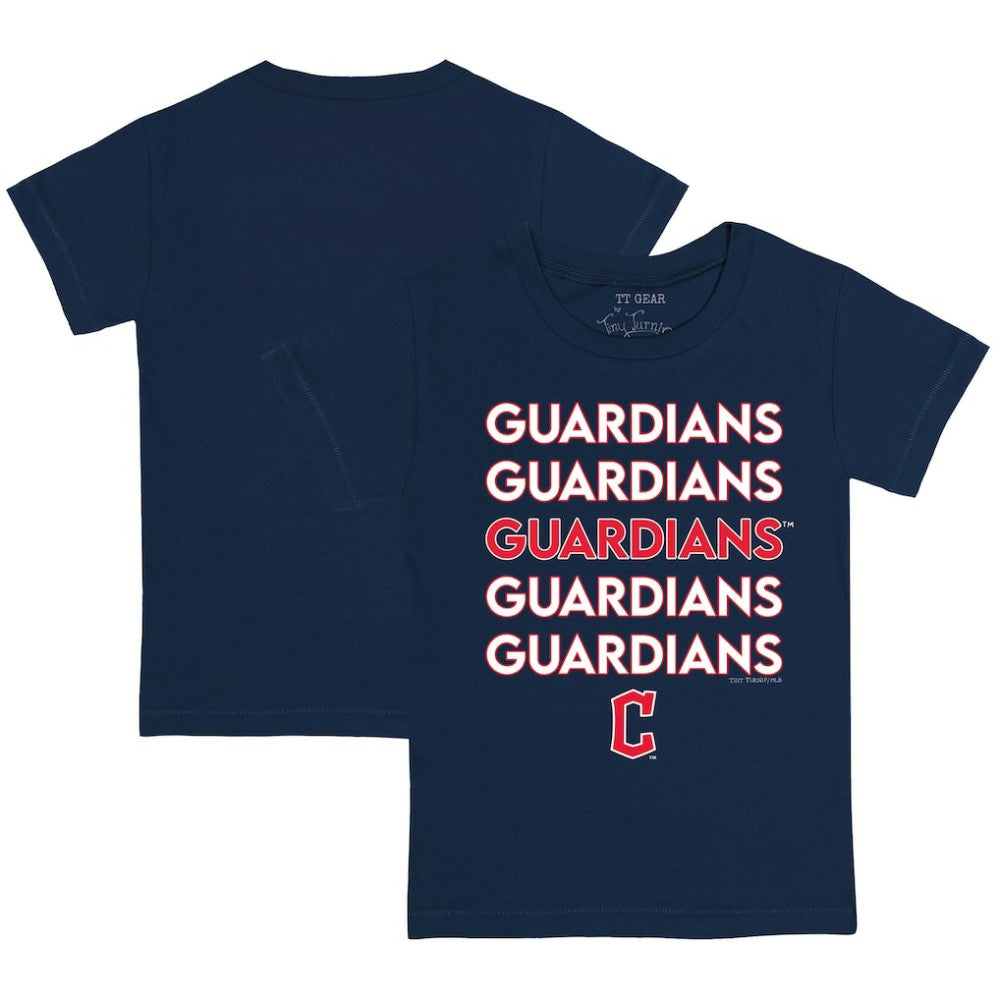 Cleveland Guardians Tiny Turnip Youth Stacked T-Shirt - Navy T-shirts