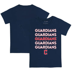 Cleveland Guardians Tiny Turnip Youth Stacked T-Shirt - Navy T-shirts