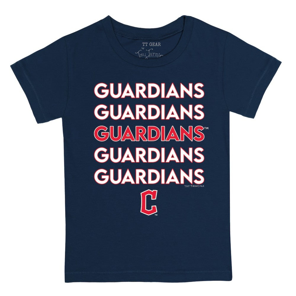 Cleveland Guardians Tiny Turnip Youth Stacked T-Shirt - Navy T-shirts