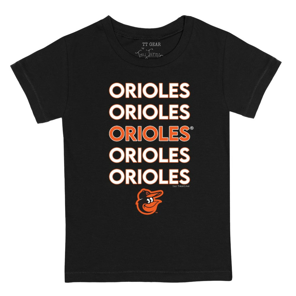 Baltimore Orioles Tiny Turnip Youth Stacked T-Shirt - Black T-shirts