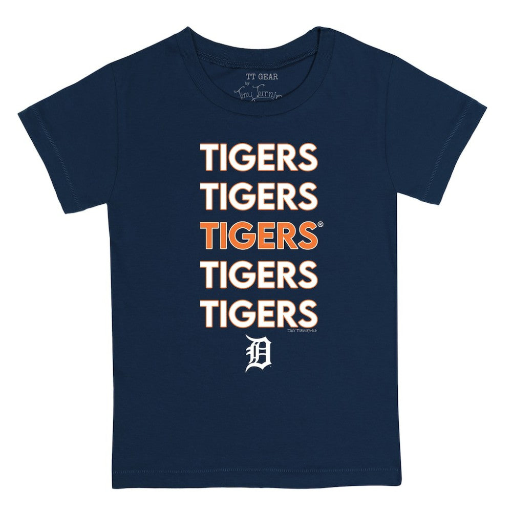 Detroit Tigers Tiny Turnip Youth Stacked T-Shirt - Navy T-shirts