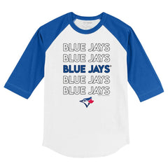 Toronto Blue Jays Tiny Turnip Youth Stacked 3/4-Sleeve Raglan T-Shirt - White/Royal T-shirts