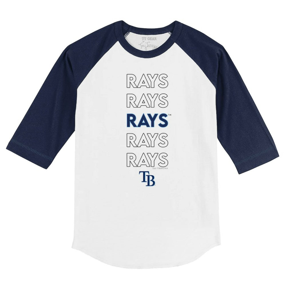 Tampa Bay Rays Tiny Turnip Youth Stacked 3/4-Sleeve Raglan T-Shirt - White/Navy T-shirts