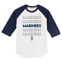 Seattle Mariners Tiny Turnip Youth Stacked 3/4-Sleeve Raglan T-Shirt - White/Navy T-shirts