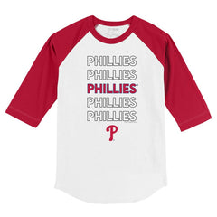 Philadelphia Phillies Tiny Turnip Youth Stacked 3/4-Sleeve Raglan T-Shirt - White/Red T-shirts