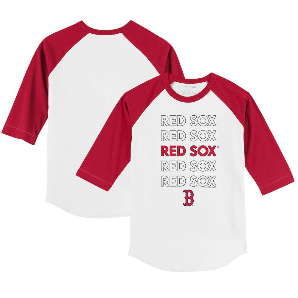 Boston Red Sox Tiny Turnip Youth Stacked 3/4-Sleeve Raglan T-Shirt - White/Red T-shirts