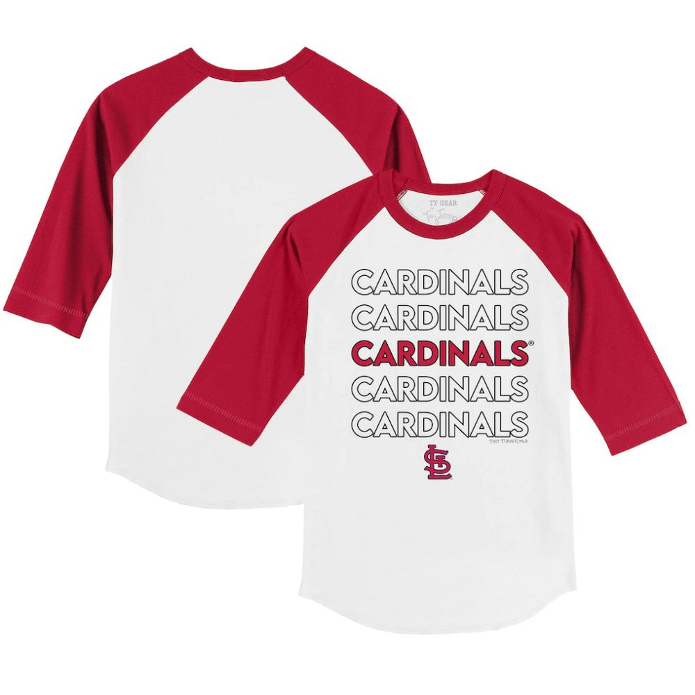 St. Louis Cardinals Tiny Turnip Youth Stacked 3/4-Sleeve Raglan T-Shirt - White/Red T-shirts
