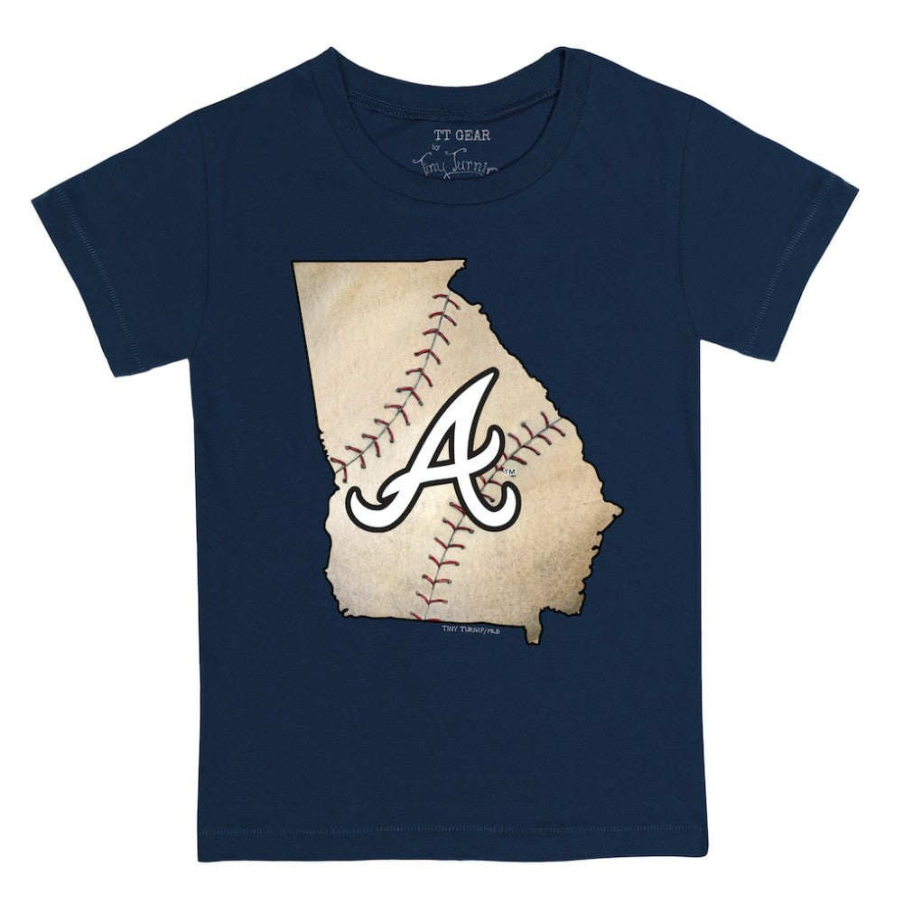 Atlanta Braves Tiny Turnip Youth State Outline T-Shirt - Navy T-shirts