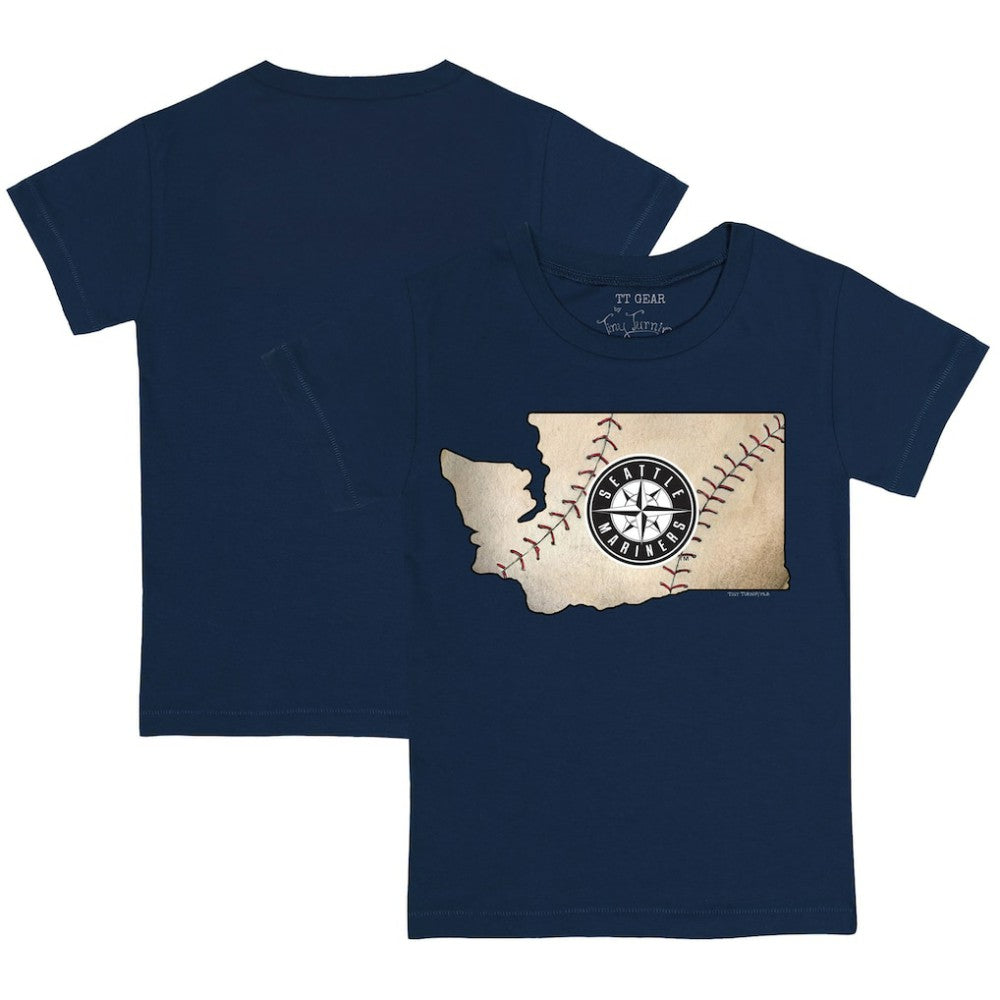 Seattle Mariners Tiny Turnip Youth State Outline T-Shirt - Navy T-shirts