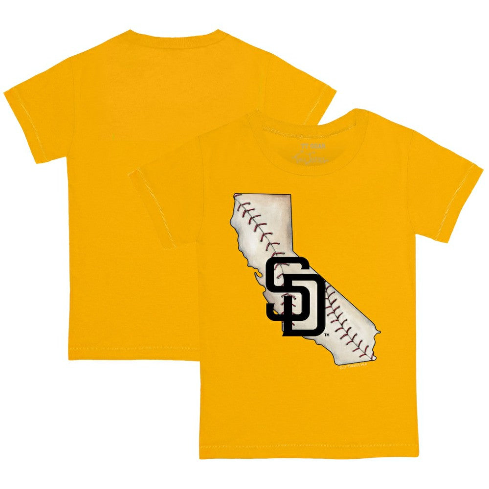 San Diego Padres Tiny Turnip Youth State Outline T-Shirt - Gold T-shirts