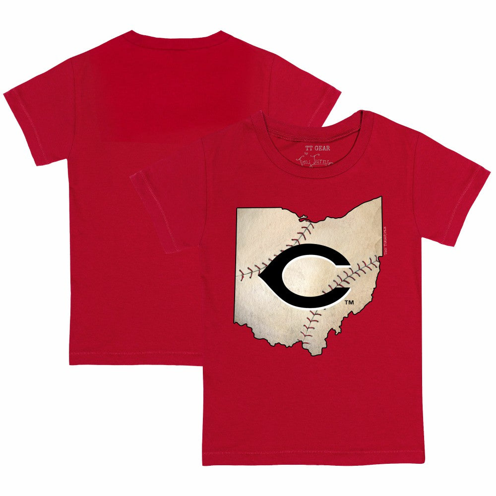 Cincinnati Reds Tiny Turnip Youth State Outline T-Shirt - Red T-shirts