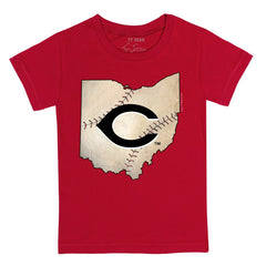 Cincinnati Reds Tiny Turnip Youth State Outline T-Shirt - Red T-shirts