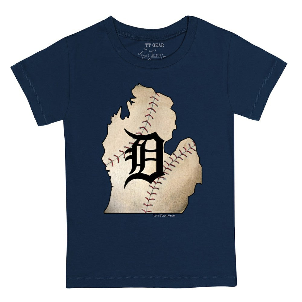 Detroit Tigers Tiny Turnip Youth State Outline T-Shirt - Navy T-shirts