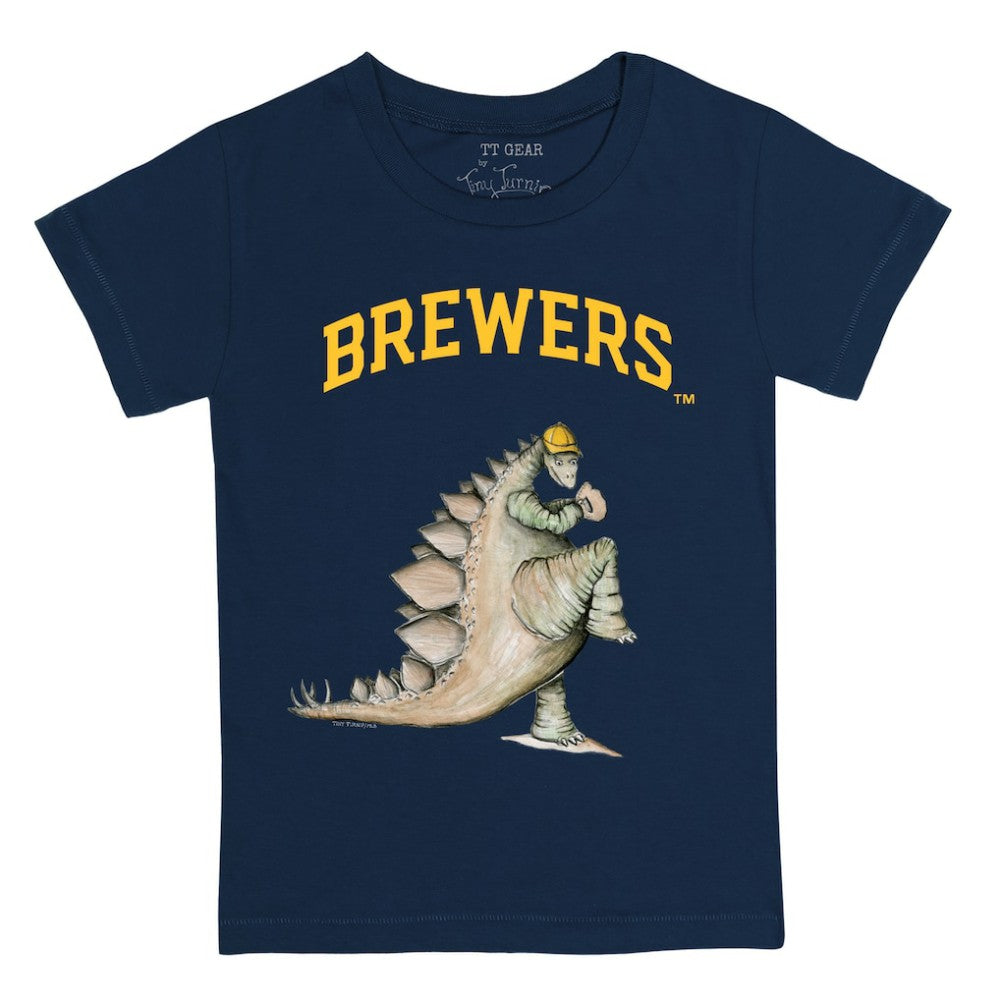 Milwaukee Brewers Tiny Turnip Youth Stega T-Shirt - Navy T-shirts