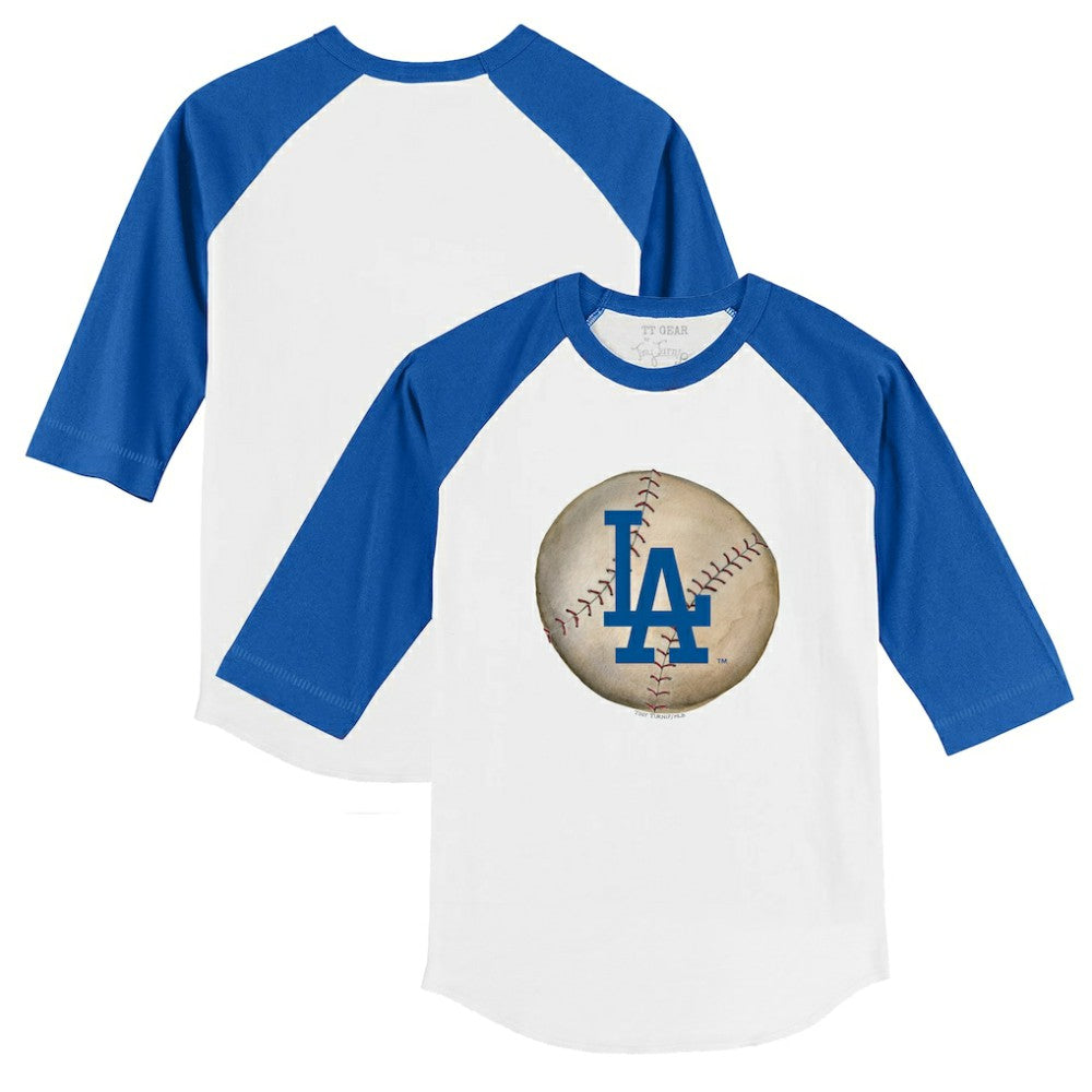 Los Angeles Dodgers Tiny Turnip Youth Stitched Baseball 3/4-Sleeve Raglan T-Shirt - White/Royal T-shirts