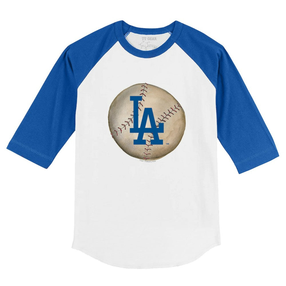 Los Angeles Dodgers Tiny Turnip Youth Stitched Baseball 3/4-Sleeve Raglan T-Shirt - White/Royal T-shirts