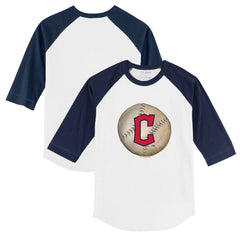 Cleveland Guardians Tiny Turnip Youth Stitched Baseball 3/4-Sleeve Raglan T-Shirt - White/Navy T-shirts