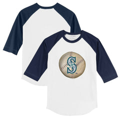 Seattle Mariners Tiny Turnip Youth Stitched Baseball 3/4-Sleeve Raglan T-Shirt - White/Navy T-shirts
