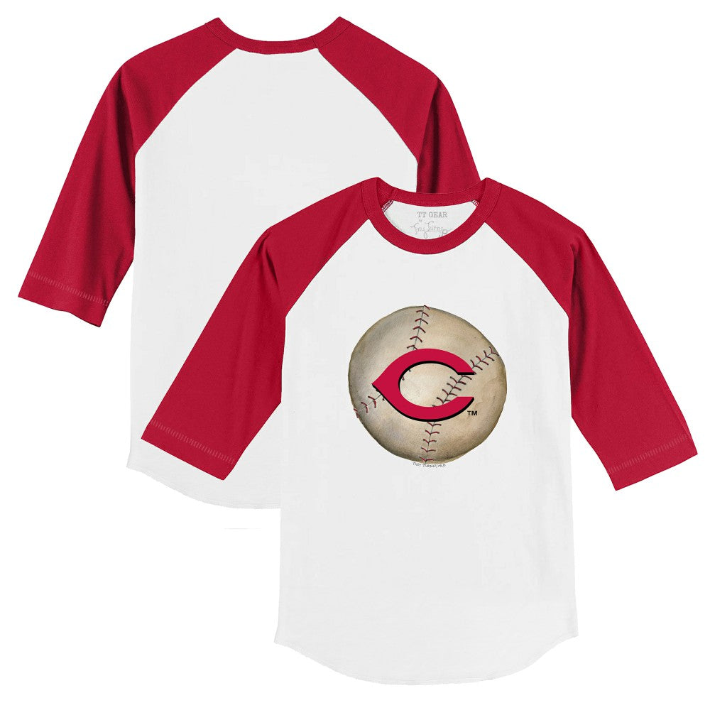 Cincinnati Reds Tiny Turnip Youth Stitched Baseball 3/4-Sleeve Raglan T-Shirt - White/Red T-shirts