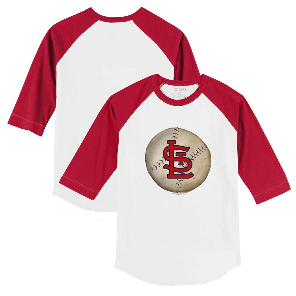 St. Louis Cardinals Tiny Turnip Youth Stitched Baseball 3/4-Sleeve Raglan T-Shirt - White/Red T-shirts