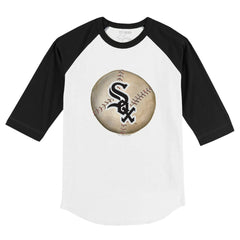 Chicago White Sox Tiny Turnip Youth Stitched Baseball 3/4-Sleeve Raglan T-Shirt - White/Black T-shirts