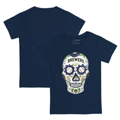 Milwaukee Brewers Tiny Turnip Youth Sugar Skull T-Shirt - Navy T-shirts