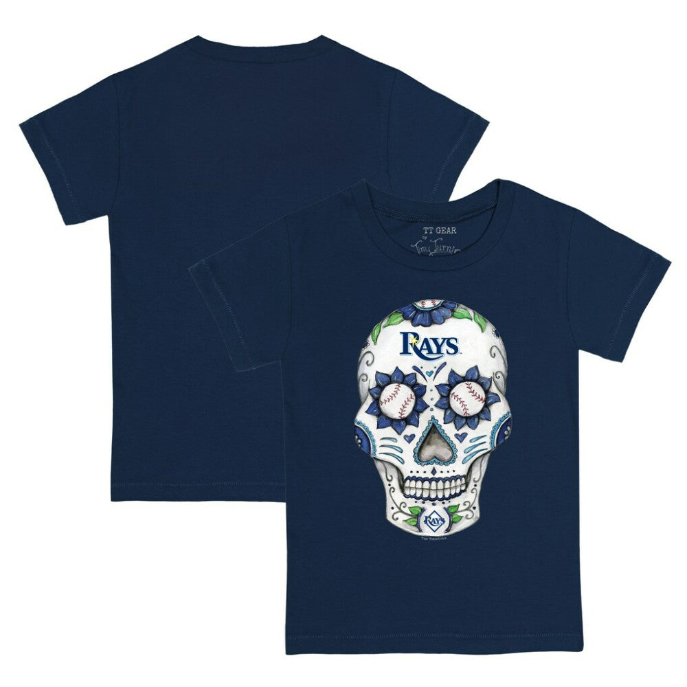Tampa Bay Rays Tiny Turnip Youth Sugar Skull T-Shirt - Navy T-shirts