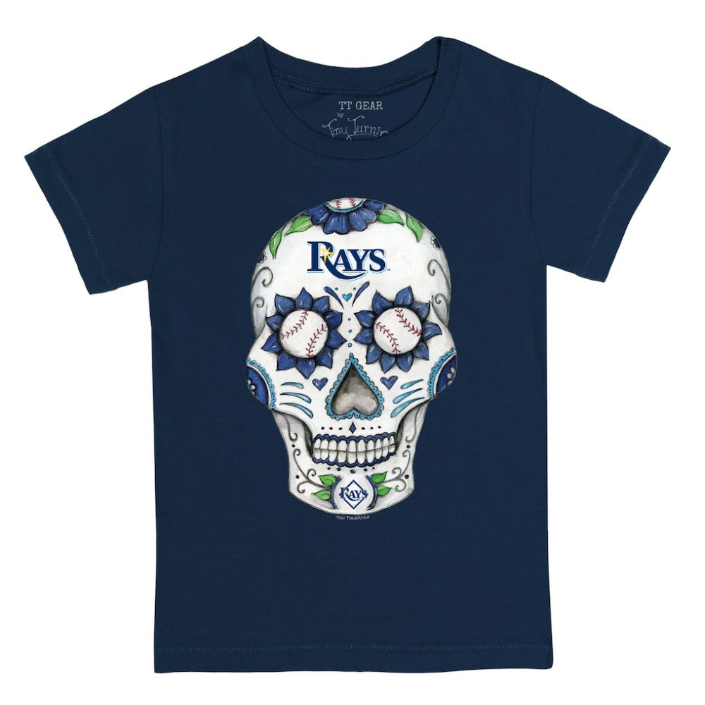 Tampa Bay Rays Tiny Turnip Youth Sugar Skull T-Shirt - Navy T-shirts