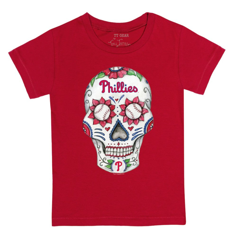 Philadelphia Phillies Tiny Turnip Youth Sugar Skull T-Shirt - Red T-shirts
