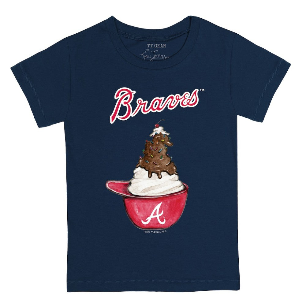 Atlanta Braves Tiny Turnip Youth Sundae Helmet T-Shirt - Navy T-shirts