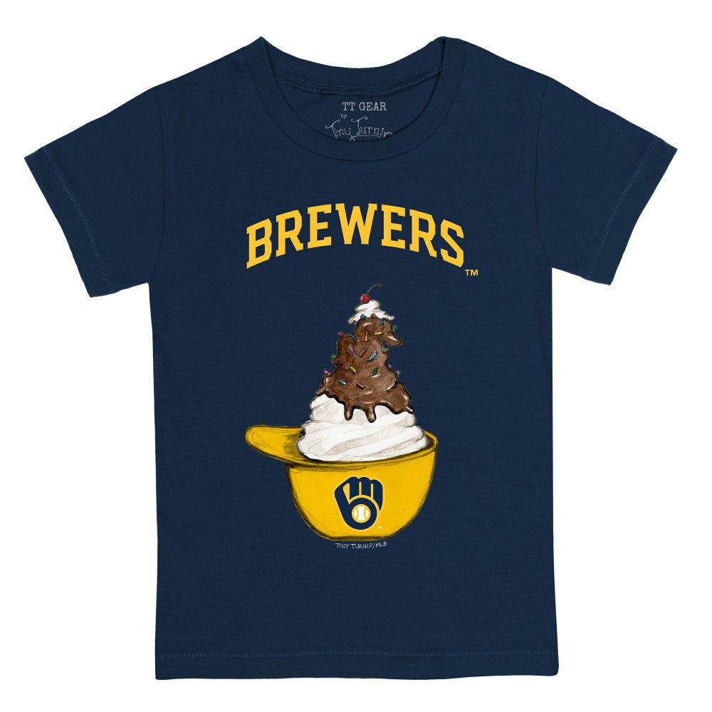Milwaukee Brewers Tiny Turnip Youth Sundae Helmet T-Shirt - Navy T-shirts